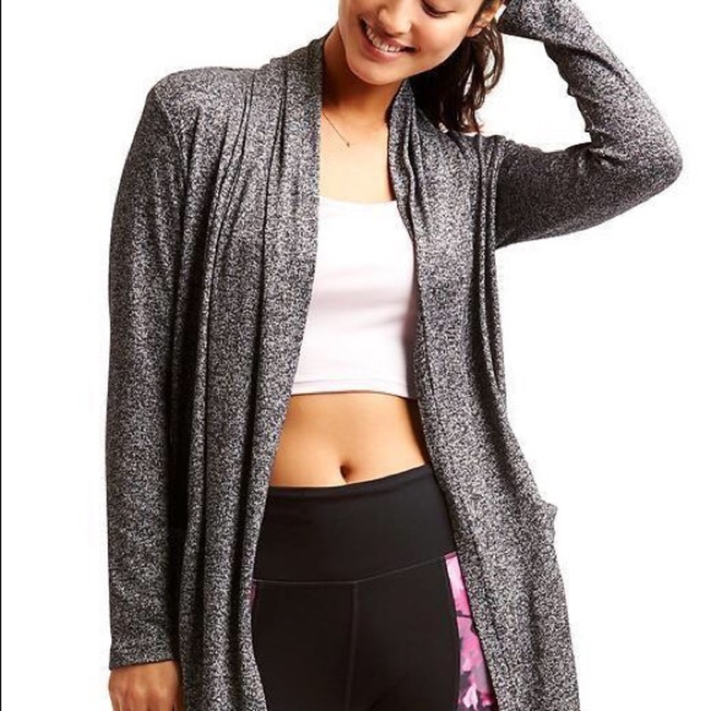 ATHLETA | sz M pose wrap cardigan in black marl